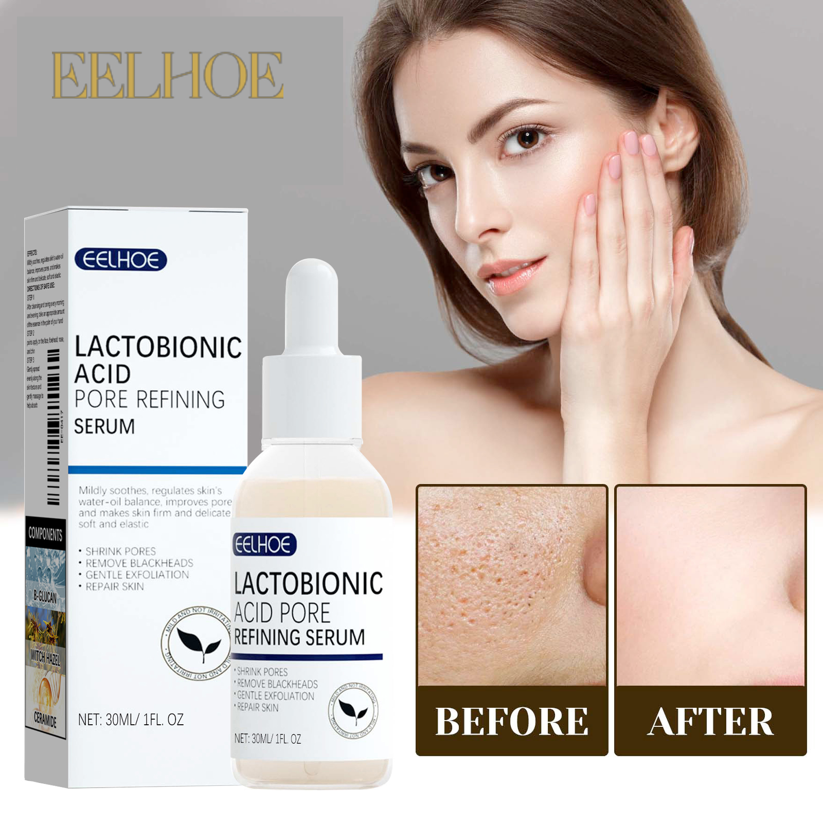 Lactic Acid Toner - EELHOE Lactobionic Acid Pore Shrink Face