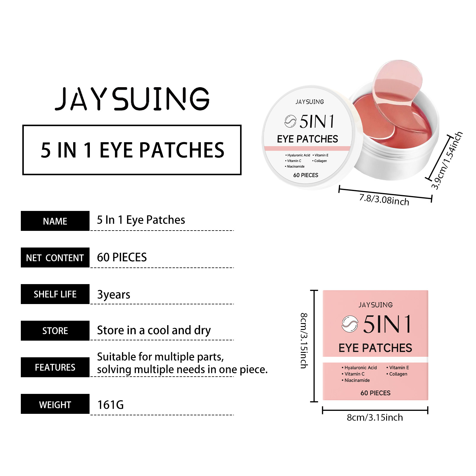 JAYSUING 5-in-1 under Eye Patc – Hyaluronic Acid Serum recenzja i cena