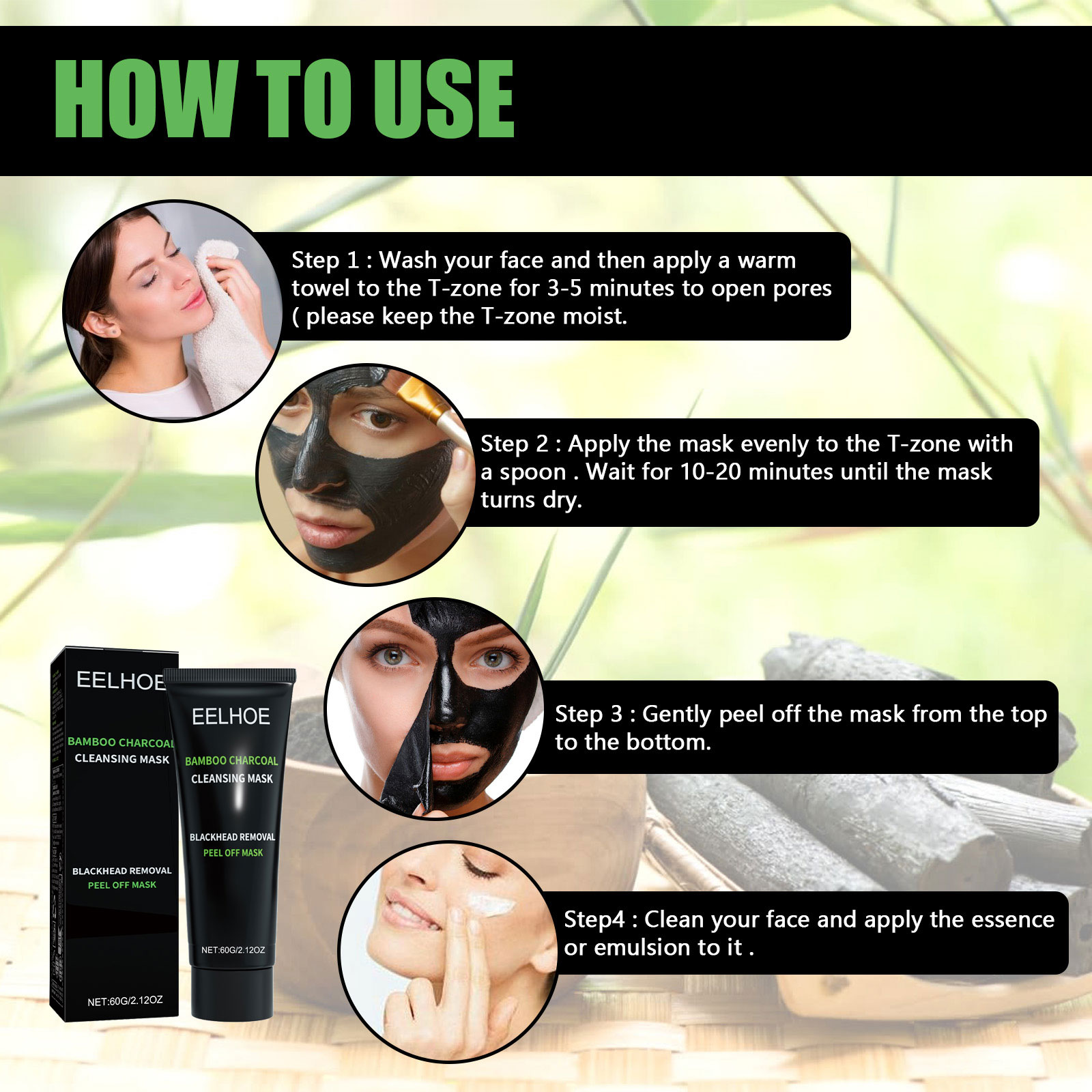 Bamboo Charcoal Tear-off Mask  – Mud Mask Kaolin recenzja i cena